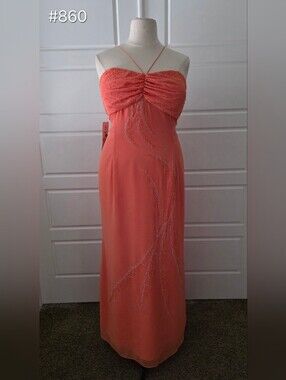 Orange A-line Corset-back Evening Gown with Beading